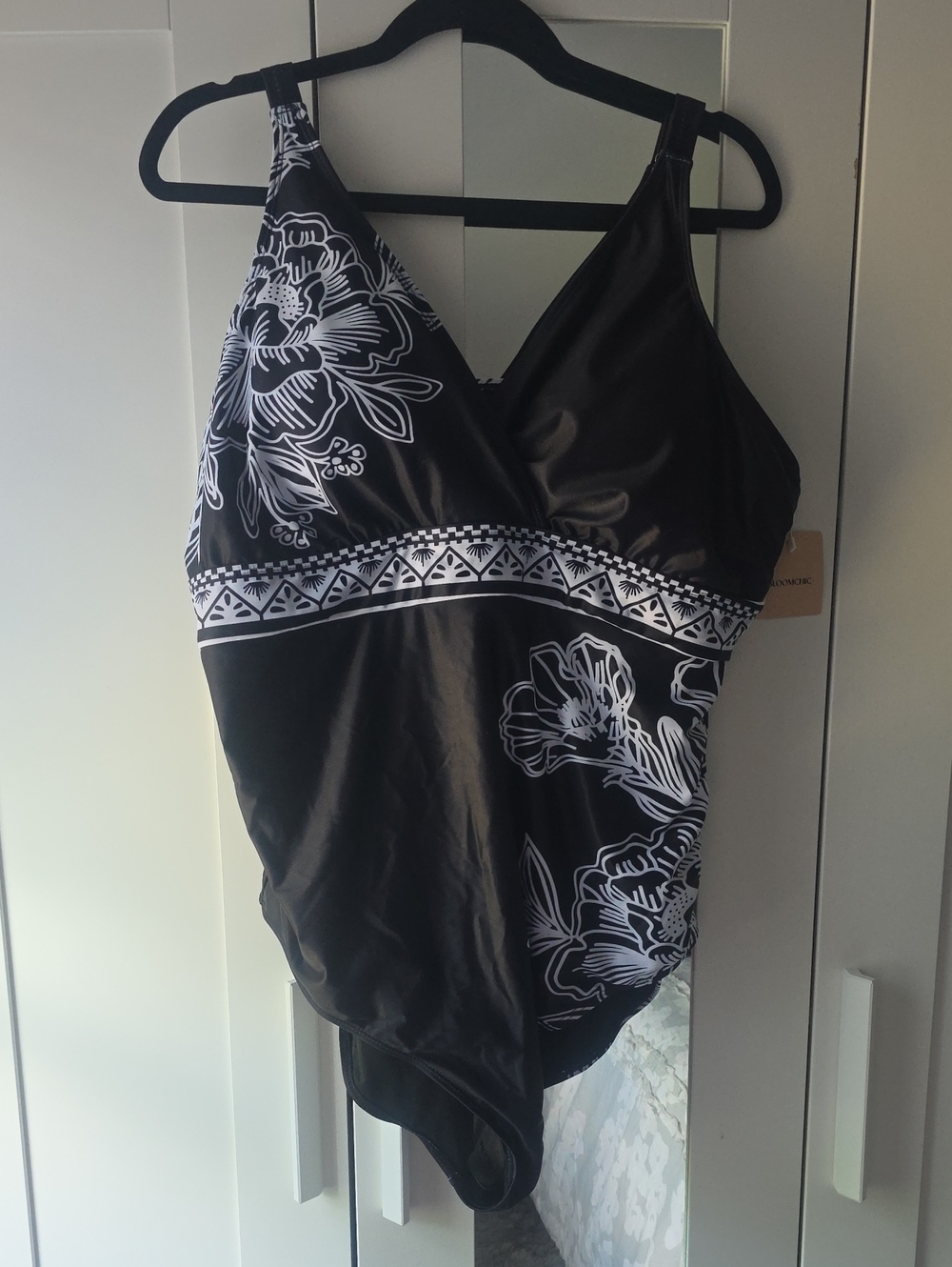 BloomChic Black and White Floral One-Piece Swimsuit